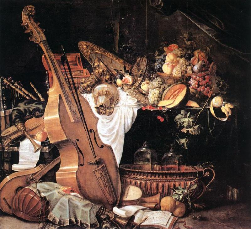 HEEM, Cornelis de Vanitas Still-Life with Musical Instruments sg oil painting picture